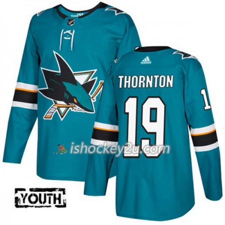 Børn NHL San Jose Sharks Trøje Joe Thornton 19 Adidas 2017-2018 Teal Authentic Børn NHL San Jose Sharks Trøje Joe Thornton 19 Adidas 2017-2018 Teal Authentic